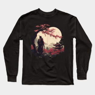 Aesthetic Vintage Samurai Japanese Art Samurai Retro cherry T-Shirt Long Sleeve T-Shirt